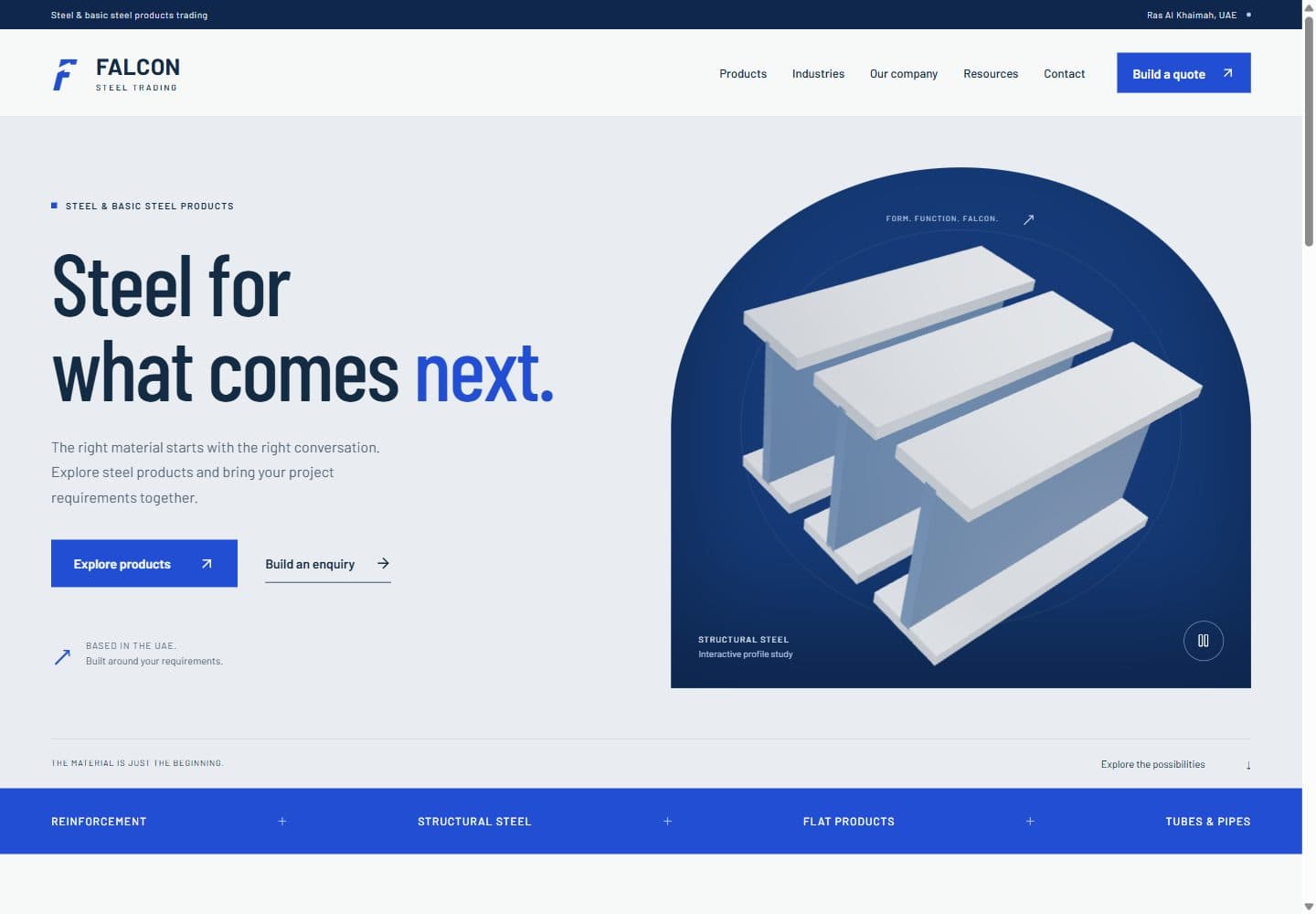 Falcon Steel Trading website, a project by Pascal Leonel Kouam Tadjuidje